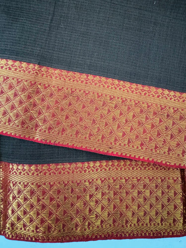 Handwoven Mangalgiri Cotton Saree | Brown | Gold Zari | Handwoven | Ships from California